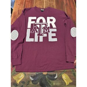 Texas A&M For Life Size Medium Aggies Long Sleeve shirt With Elbow Patches Men's